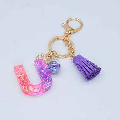 Resin Purple Epoxy English Keychain - Frazeshop