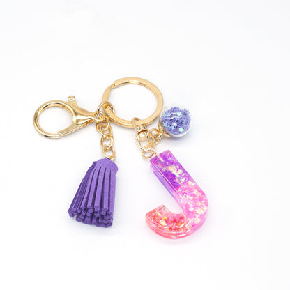 Resin Purple Epoxy English Keychain - Frazeshop