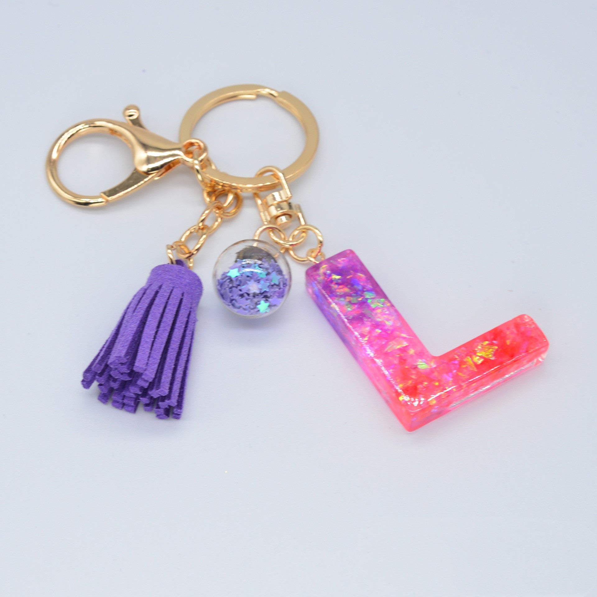 Resin Purple Epoxy English Keychain - Frazeshop