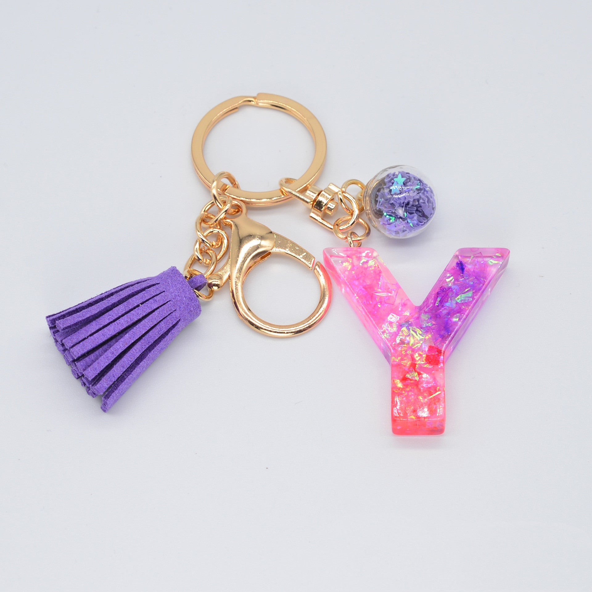 Resin Purple Epoxy English Keychain - Frazeshop