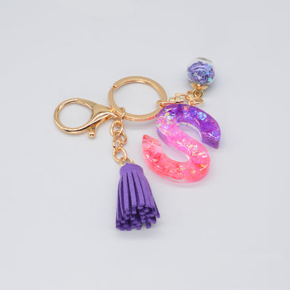 Resin Purple Epoxy English Keychain - Frazeshop