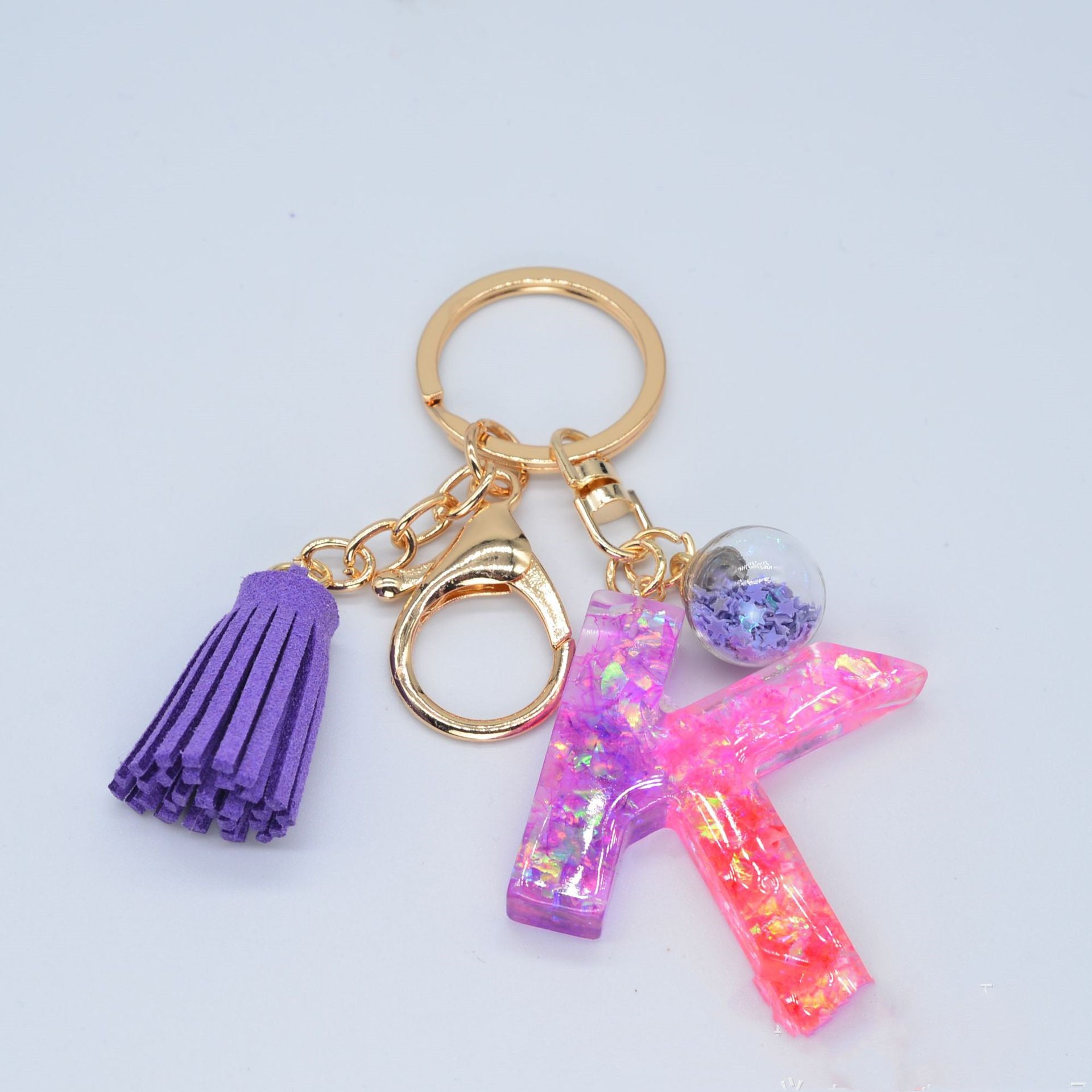 Resin Purple Epoxy English Keychain - Frazeshop