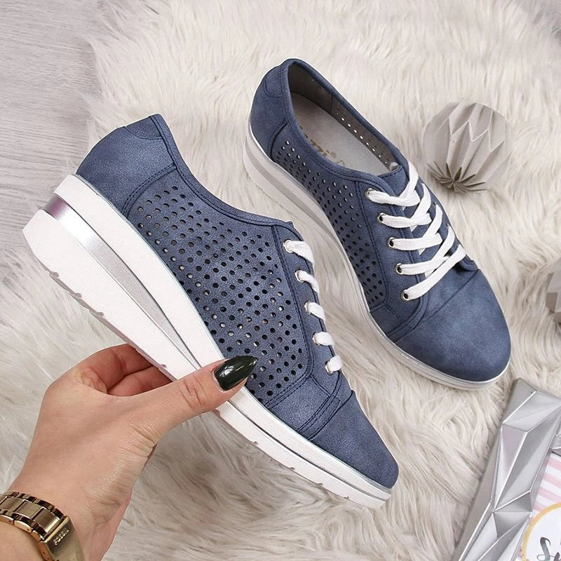 Wedge Shoes/Casual Canvas Sneakers/Breathable Platform Sneakers - Frazeshop