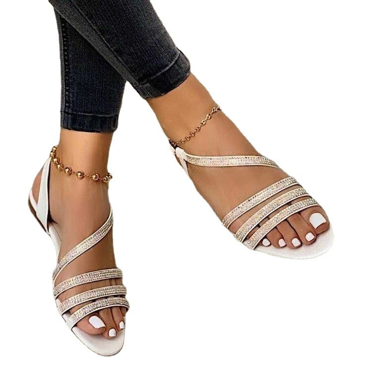 Open-toe Breathable Rhinestone Fashion Sandals - Frazeshop