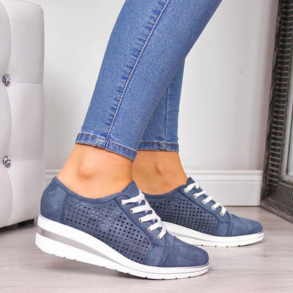 Wedge Shoes/Casual Canvas Sneakers/Breathable Platform Sneakers - Frazeshop