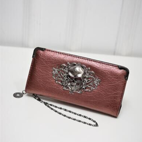 Skull Flower Design Wallet/Clutch/Coin Purse (Leather) - Frazeshop