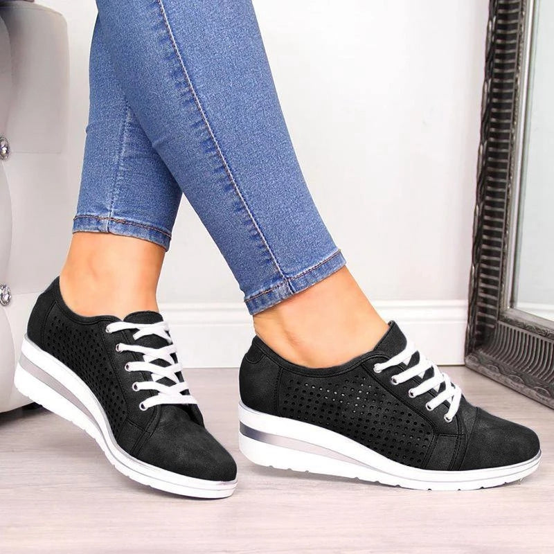 Wedge Shoes/Casual Canvas Sneakers/Breathable Platform Sneakers - Frazeshop