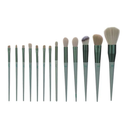 Set Of 13 Four Seasons Green Makeup Brushes - Frazeshop