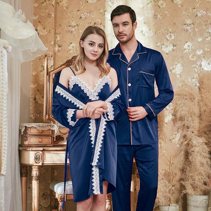 Ladies Lace Suspender Nightgown Couple Pajamas - Frazeshop