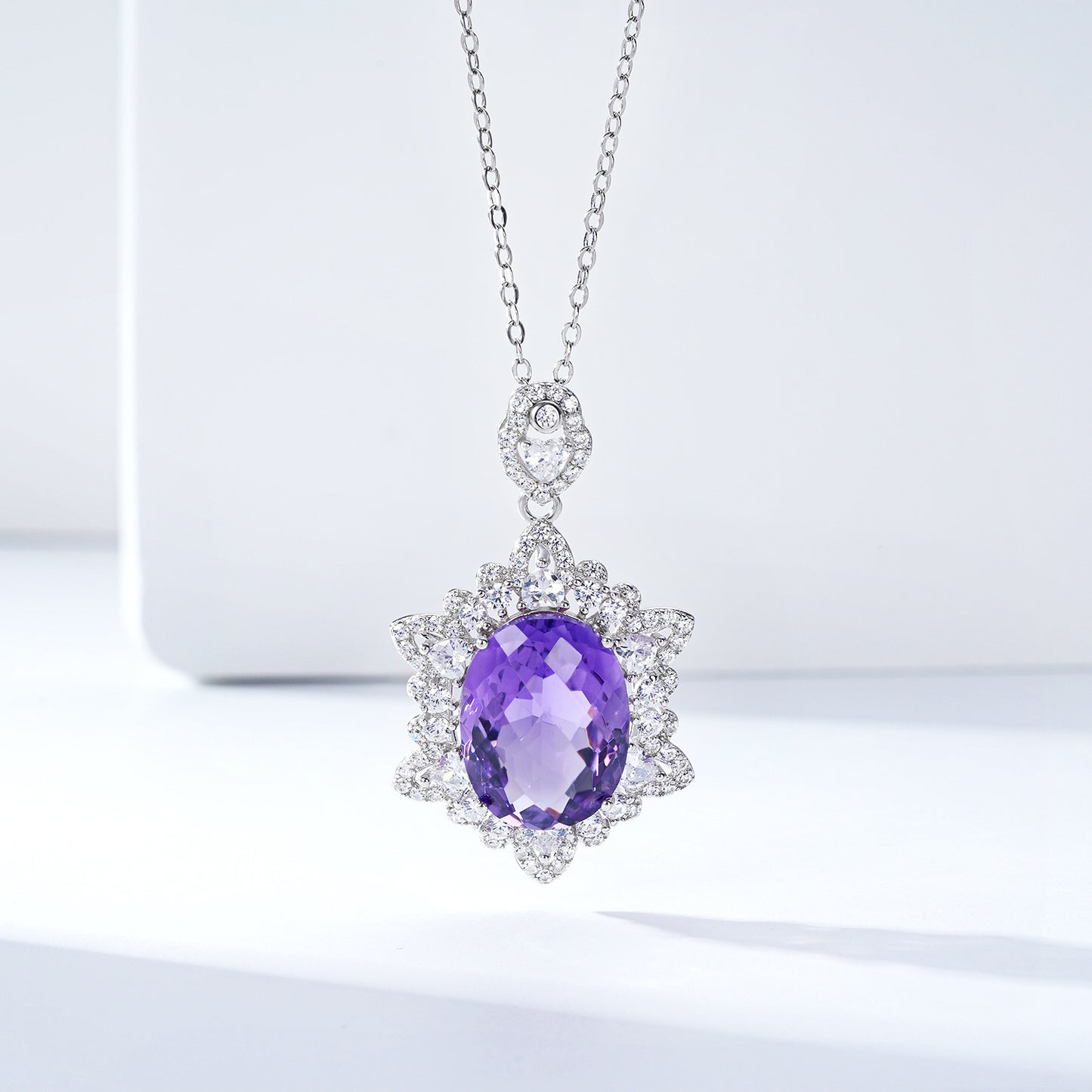 Natural Amethyst Necklace Women's 925 Silver - Frazeshop