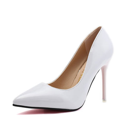 Pointed Toe All-match Leather Heel Shoes - Frazeshop