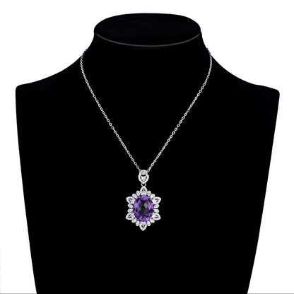Natural Amethyst Necklace Women's 925 Silver - Frazeshop