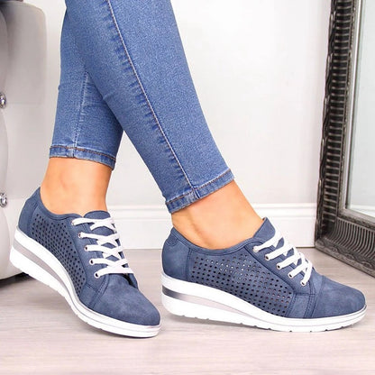 Wedge Shoes/Casual Canvas Sneakers/Breathable Platform Sneakers - Frazeshop