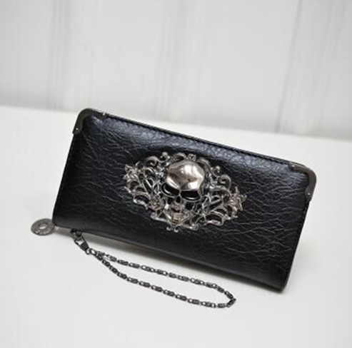 Skull Flower Design Wallet/Clutch/Coin Purse (Leather) - Frazeshop