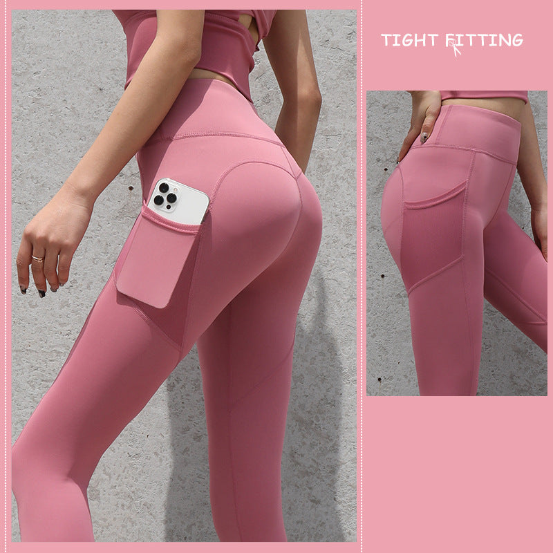 Gym Sport Seamless Leggings With Pockets (High Waist Pants) - Frazeshop