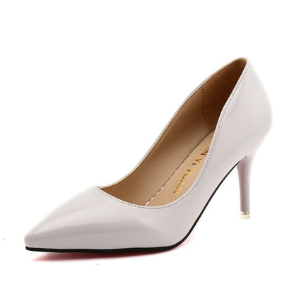 Pointed Toe All-match Leather Heel Shoes - Frazeshop