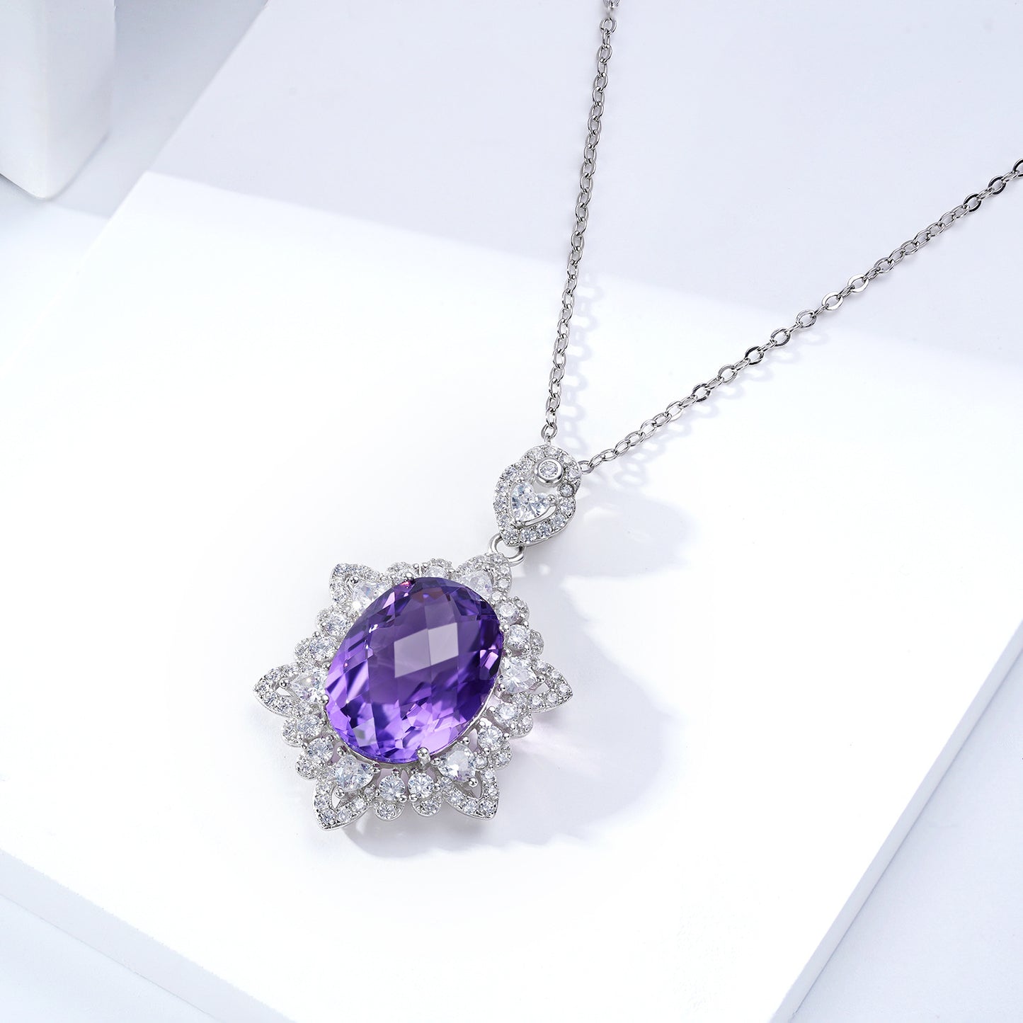 Natural Amethyst Necklace Women's 925 Silver - Frazeshop