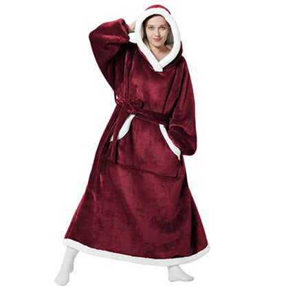 Winter Hoodie Blanket With Button Design Warm Home Clothes Women Men Oversized Pullover - Frazeshop