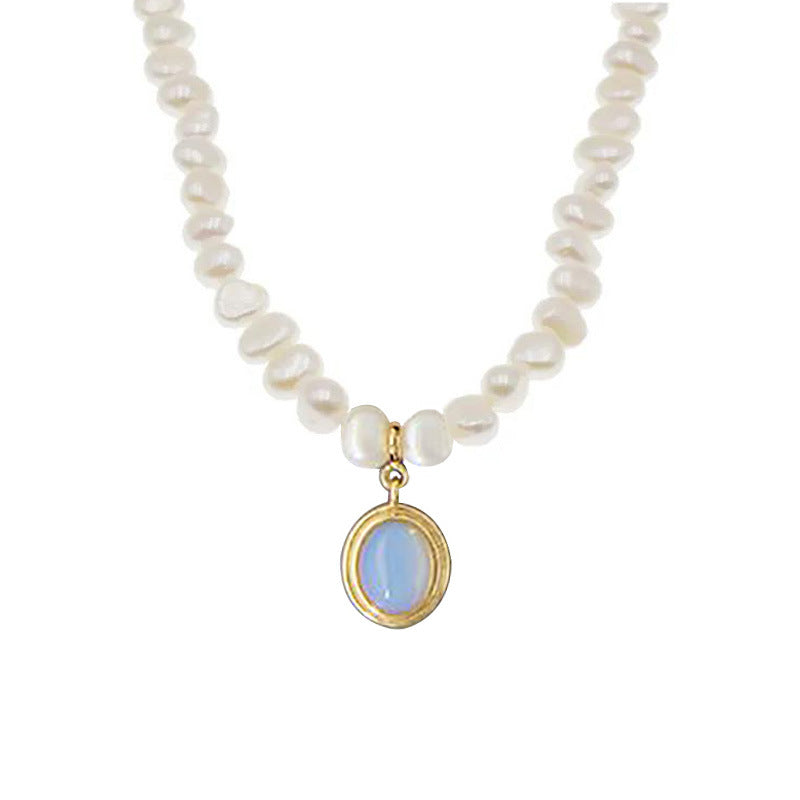 Round Medal Pearl Necklace Irregular Pearl - Frazeshop