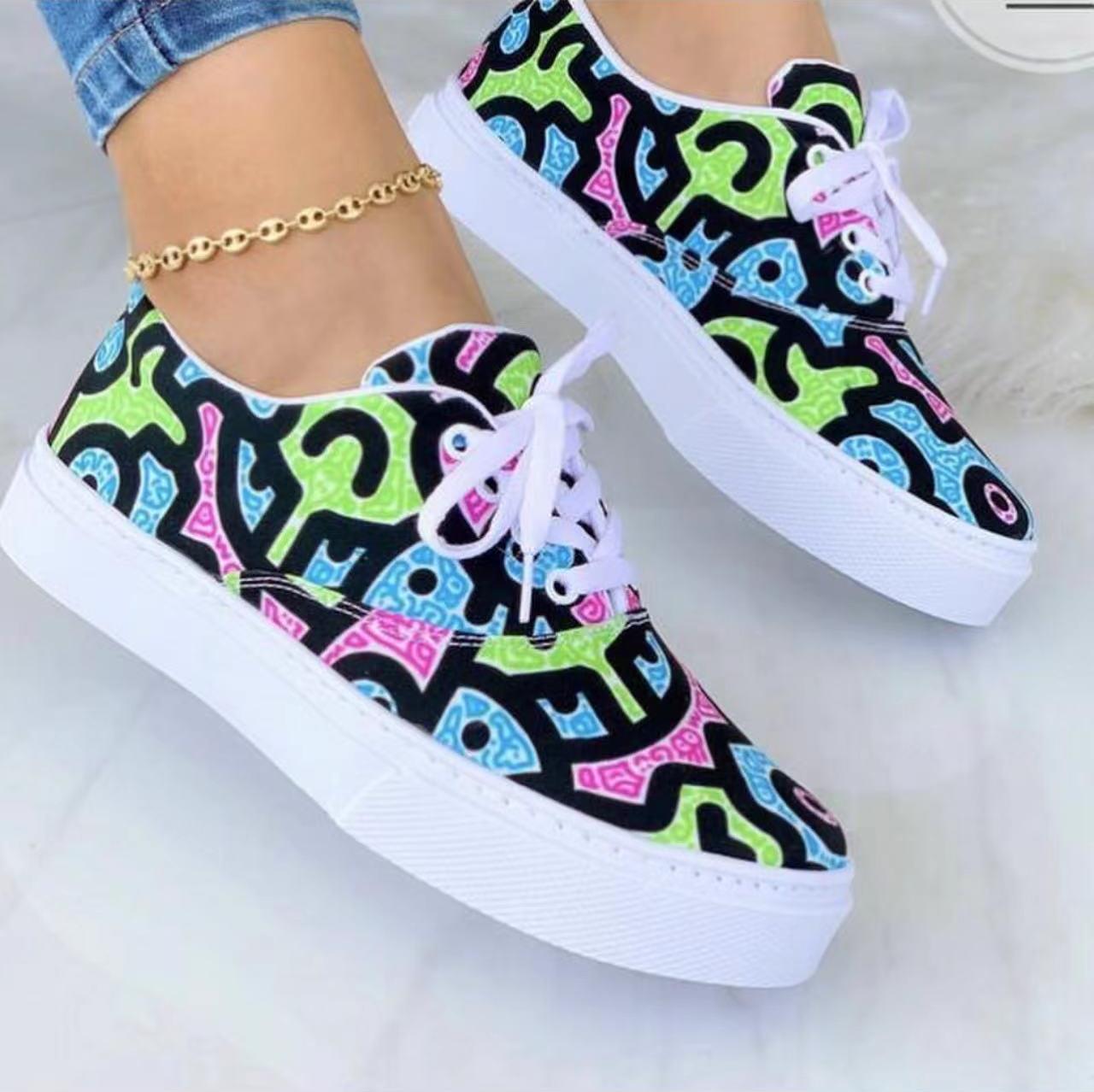 Lace-up Canvas Fashion Walking Sneakers - Frazeshop