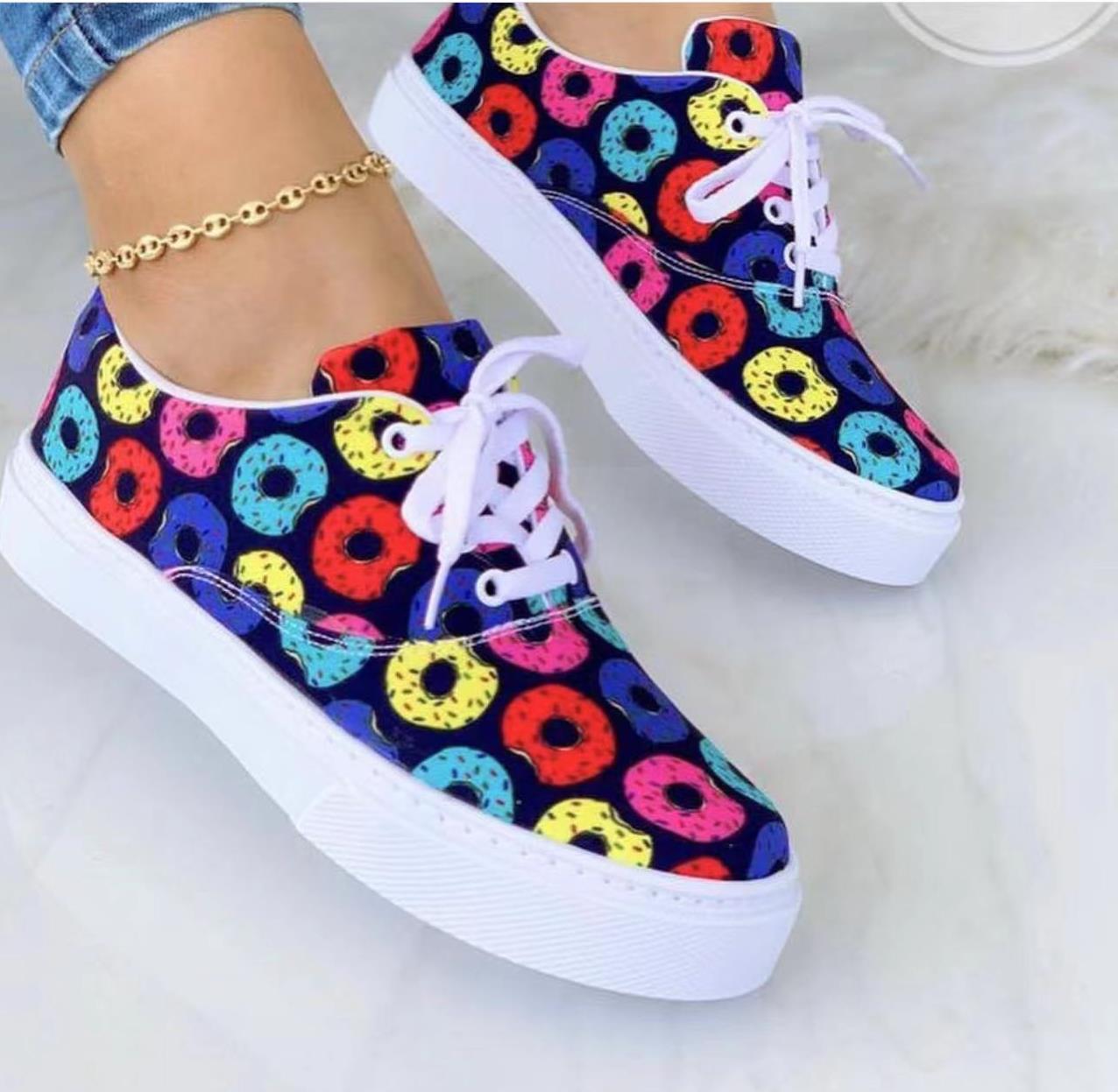 Lace-up Canvas Fashion Walking Sneakers - Frazeshop